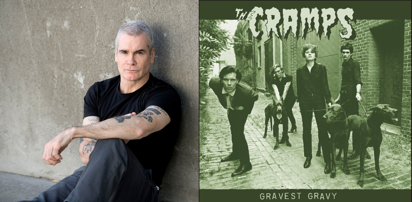 Henry Rollins sitting / cover Gravest Gravy with The Cramps standing in an alley with three dogs
